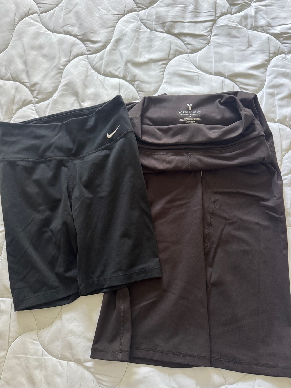 Nike Black Performance Shorts with Swoosh and Yogalicious flare pants